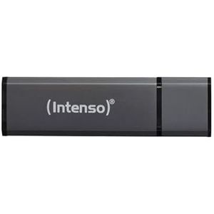 USB 2.0-stick, 128 GB, aluminium, antraciet, ideaal voor opslag en gegevensoverdracht.