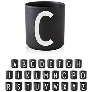 Design Letters Zwart Koffiemok (A-Z) | Stijlvolle premium porseleinen koffiecups | Gebruik de coffee mug als cappuccinokop | Perfect cadeau voor dames, heren | Verjaardagscadeau | 250 Ml