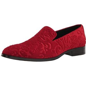 Stacy Adams Saunders velours slippers voor heren, rood/uitstapje, effen (Getaway Solids), 45 EU, Rood excursie effen Getaway Solids, 45 EU