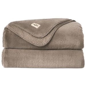 UGG Whitecap Plush Throw Blanket Fleece Lightweight Soft Throw for Couch or Bed Luxury Home Decor for Living Room Washable Hypoallergenic Blankets for Dorm Decor, 50-inch x 70-inch, Light Fawn Brown