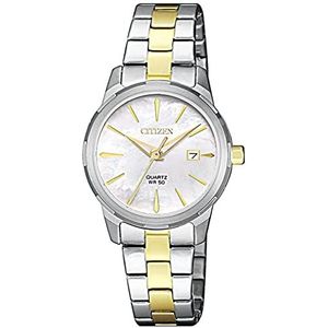 Citizen Quartz witte moeder van parel wijzerplaat dames horloge EU6074-51D, Modern en minimalistisch