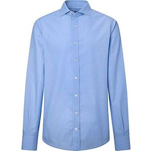 Hackett London Blazer Filafil Stripe Shirt voor heren, Blauw/Rood, S