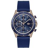 Lacoste Chronograaf Quartz Horloge voor mannen Collectie Neo Heritage met Siliconen of Roestvrij Staal Armband, Donkerblauw, Klassiek