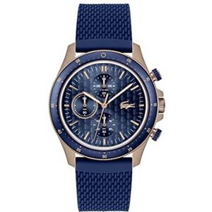 Lacoste Chronograaf Quartz Horloge voor mannen Collectie Neo Heritage met Siliconen of Roestvrij Staal Armband, Donkerblauw, Klassiek