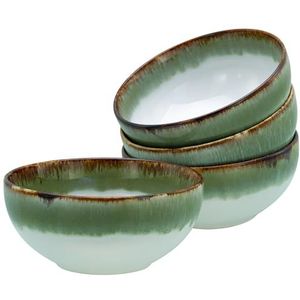 CreaTable, 21685, serie Cascade Boeddha Bowls, groen, 1200 ml, 4-delige serviesset, Boeddha Bowl-set van aardewerk