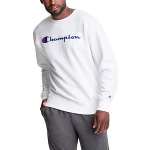 Champion Grafisch Powerblend Fleece Crew Sweatshirt voor heren, Kleur: wit, XL