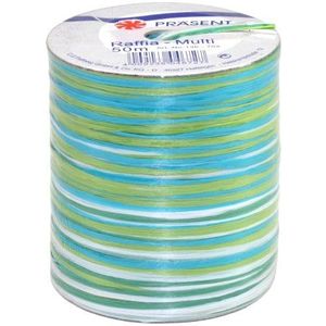 Cadeaulint Bast 50 m turquoise assortiment.