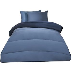 OHS Coverless dekbed eenpersoons 10,5 tog, microvezel wasbaar dekbedovertrek omkeerbaar gewatteerd reisdekbed beddengoed superzacht warm comfortabel eenpersoons campingdekbed, marineblauw/blauw