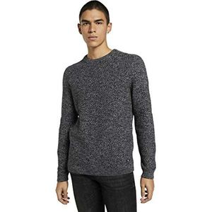 TOM TAILOR Denim Uomini Gemêleerde trui met structuurpatroon 1021804, 25811 - Navy Mouline, L