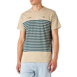 G-STAR RAW Heren Placed Stripe Gr R T-shirt, Multicolor (Westpoint Khaki/Nitro Stripe 336-d196), L