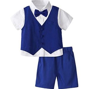mintgreen Baby Outfits Kledingsets Jongens, Bruiloft Doop Zomer Vest Set, Koningsblauw, 18-24 Maanden, 90