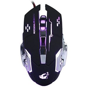 Lanker Gaming Mouse Bedraad, Optische Game Muizen met 6 Knoppen, 4 Ademhaling Backlight, Ergonomische Grips en 4 DPI aanpassing Niveaus voor PC, Laptop en Mac - GM05 Zwart Wit Zwart