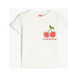 Koton Babyboy T-shirt met korte mouwen, ronde hals, kersenprint, katoen, ecru (010), 2-3 Jaar