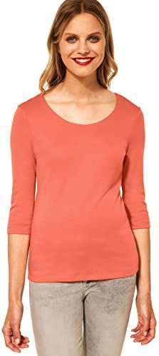 Street One Dames Basic Shirt met 3/4 mouwen in Bruin, in size: 34