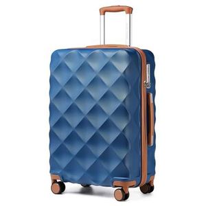 British Traveller 28 inch grote koffer duurzame ABS+PC harde schaal bagage lichtgewicht check-in hold bagage met 4 spinner wielen TSA-slot YKK rits (marinebruin), Navy Bruin, L(28inch), Bagage met
