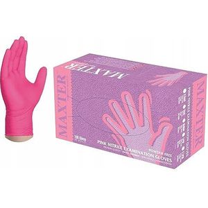 MAXTER Handschoenen, onderzoekshandschoenen van nitril, niet gepoederd, roze, maat S