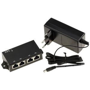 KALEA-INFORMATIQUE Power Injector Power Over Ethernet 2 poorten 30W compatibel PoE IEEE802.3af en PoE+ IEEE802.3at geleverd met 52V 1.25A voeding.