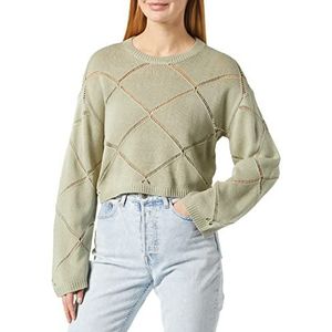 Noisy may Dames Nmjune L/S O-Neck Crop Knit Noos Pullover, desert sage, XS