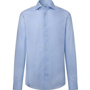 Hackett London Heren Melange FINE Stripe Shirt, Wit/Sky, 15, Wit/Hemel, 36 NL