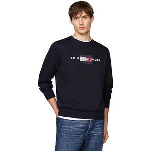 Tommy Hilfiger Heren HILFIGER FLAG EMBRO SWEATSHIRT MW0MW35541, Pullover Sweatshirt, Blauw, XXL, Blauw (Woestijnhemel), XXL