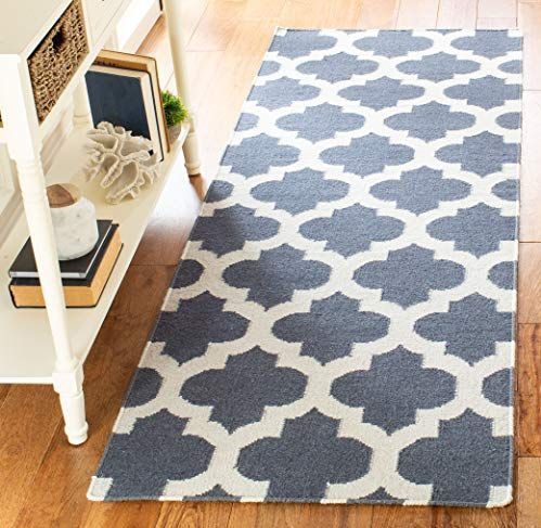 Safavieh - Dhurrie Collection - Vloerkleed - Blauw/Ivoor - 76 x 213 cm