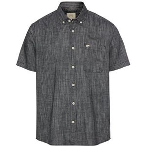 camel active - Korte Mouwen Overhemd - Donkerblauw - Structuurpatroon