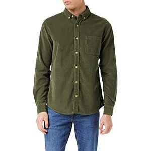 Urban Classics Herenhemd van corduroy corduroy shirt met lange mouwen, verkrijgbaar in vele kleuren, maten S - 5XL, olijfgroen, XXL