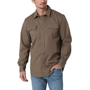 Wrangler Authentics Klassiek geweven herenoverhemd met lange mouwen, Teak Heather, M