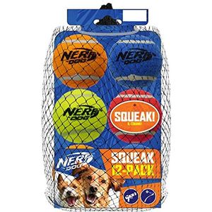 Nerf Dog 12-delige hondenspeelgoed cadeauset, inclusief 6,3 cm piepende tennisbal 12-pack, nerf sterk materiaal, veelkleurig