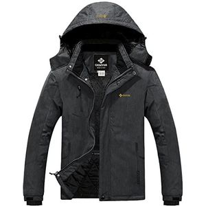 GEMYSE Heren Mountain Waterdichte Ski Jas Winddicht Fleece Outdoor Winter Jas met Capuchon, Grafiet Grijs, L