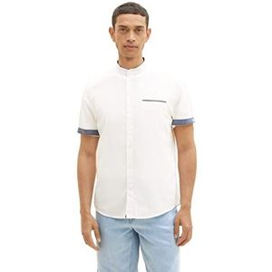 TOM TAILOR Herenhemd met korte mouwen en borstzak, 10332 - Off White, 3XL