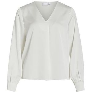 Vila Dames Viellette V-hals L/S Top-Noos blouse met lange mouwen, wit (snow white), 42