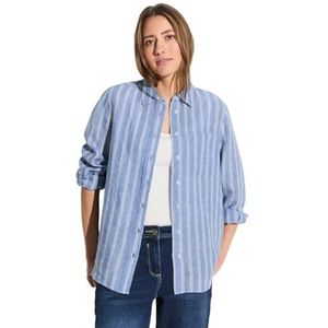 Cecil Dames Linen_Stripe Shirt Blouse, Linnen Chambray Blue, L
