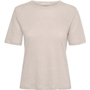 Part Two Dames T-shirt ronde hals korte mouwen regular fit linnen jersey, Franse eik, L