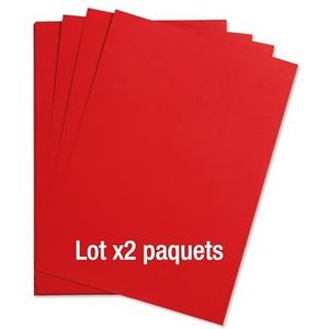 Clairefontaine 97356AMZC Mayapapier, 2 verpakkingen, 25 vellen, glad rood tekenpapier, A4, 21 x 29,7 cm, 120 g, ideaal voor tekenen en creatieve activiteiten