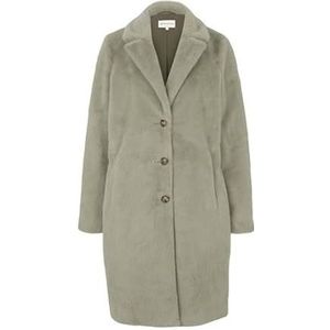 TOM TAILOR Dames Mantel van kunstbont 1026995, 24700 - Herbal Tea Green, L