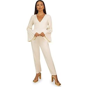 Chi Chi London Jumpsuit met geplooide cape-details voor dames in crème, Crème, 34