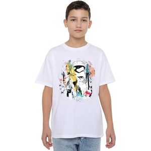 mandarin creative ltd Jongens Star Wars Abstract Trooper Uni Kids T-shirt, wit, 3-4 jaar, wit, 3-4 Jaar