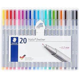 Staedtler 334 SB20 0,3 mm Triplus Fineliner pen - diverse kleuren (pak van 20)