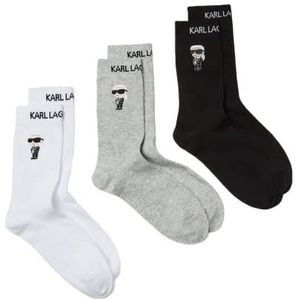 KARL LAGERFELD Heren K/Ikonik 2.0 Sokken (Set van 3), Zwart/Wit/Grijs, 39-42