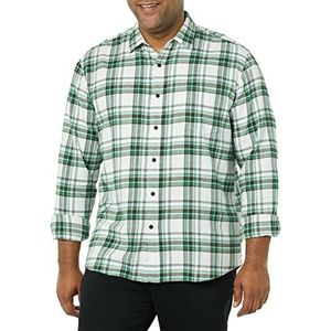 Amazon Essentials Men's Flanellen overhemd met lange mouwen (verkrijgbaar in grote en lange maten), Wit Plaid, XXL
