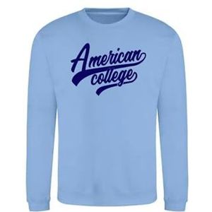 AMERICAN COLLEGE USA Sweatshirt Sweatshirt Print Warme Kleding Unisex Mannen en Vrouwen Casual Model ACSCRW1 Sky Blue XS, Turkoois, XS