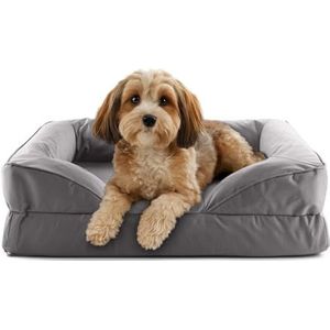 FDM Puddy waterdicht hondenbed, 70 x 60 x 5 cm, polyurethaanschuim, met wasbare overtrek, bruin/goud