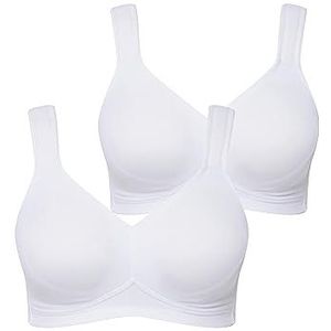 Ulla Popken Dames grote maten plus size microvezelbeha, verpakking van 2, zonder beugel, voorgevormde cups, sneeuwwit 130D 793032200-130D, sneeuwwit, 130D