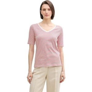 TOM TAILOR T-shirt voor dames, 37379 - Berry Red Regular Stripe, L
