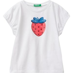 United Colors of Benetton T-shirt voor meisjes en meisjes, Wit, 104