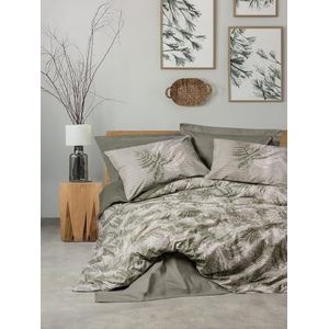 Nuit Des Rêves Ranforce Single XXL Quilt Coverset, kaki, 155 x 220 cm, 100% katoen, pigmentprint, machinewasbaar, envelop en knoopsluiting, zacht en duurzaam