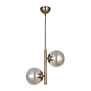 Homemania 1536-52-02 Hanglamp, kroonluchter, plafondlamp, glas, metaal, goud, 15 x 38 x 102 cm, 2 x E27, Max 40 W