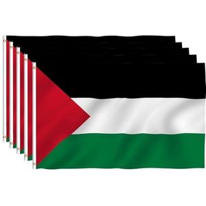 5 x 5 cm (5 stuks) Palestijnse vlag-levendige kleur en UV vervagingsbestendig-canvas header en dubbel gestikte palestijnse vlaggen polyester met messing doorvoertules Palestijnse nationale vlaggen met