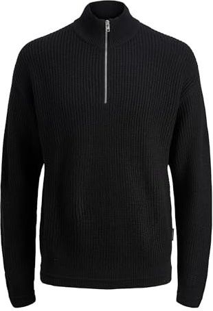 Jack & Jones - JJKAITO KNIT HALF ZIP BF - Schipperstrui - Zwart